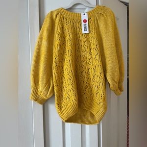 New With Tags! Yellow, puff sleeve sweater